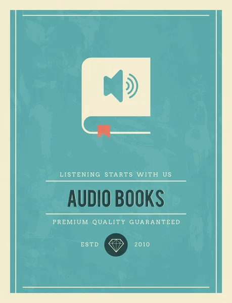 Cartaz vintage para livros de áudio —  Vetores de Stock