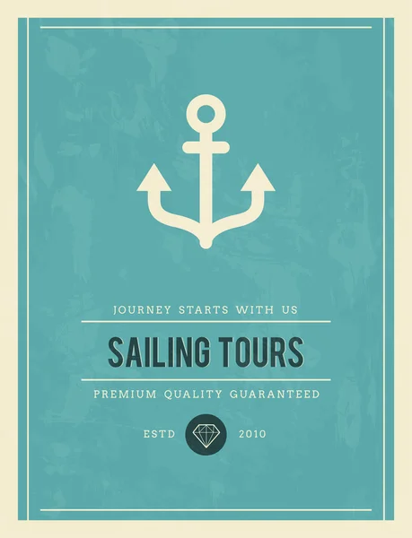 Vintage poster for sailing tours — Stock Vector