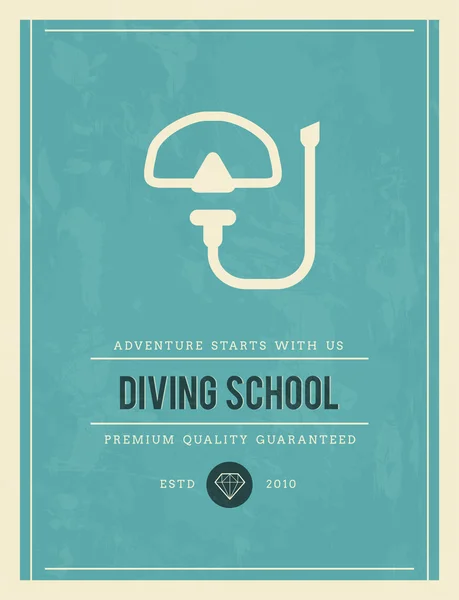 Affiche vintage pour l'école de plongée — Image vectorielle