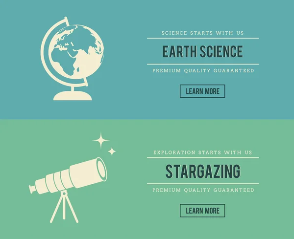Set di banner vintage legati alla scienza — Vettoriale Stock