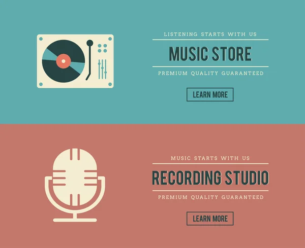 Set of vintage music related banners — Stock Vector