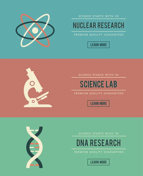 Set of vintage science related banners — Stock Vector