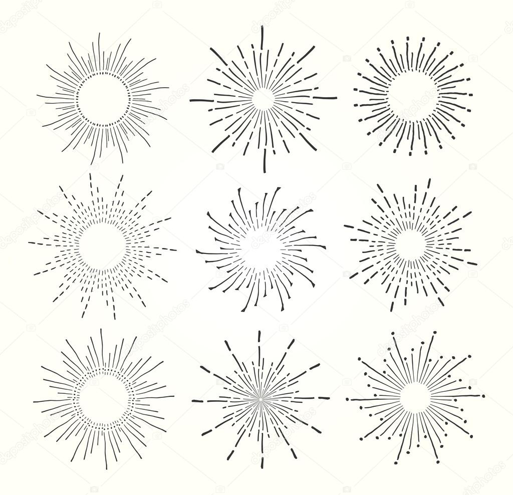 Vintage hand drawn star bursts