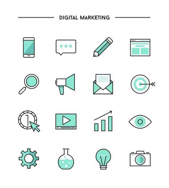 Set van digitale marketing pictogrammen — Stockvector