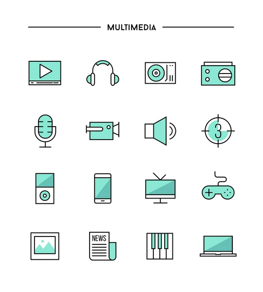 Reihe von Multimedia-Symbolen — Stockvektor