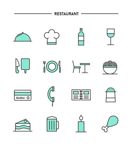 Conjunto de iconos de restaurante — Vector de stock