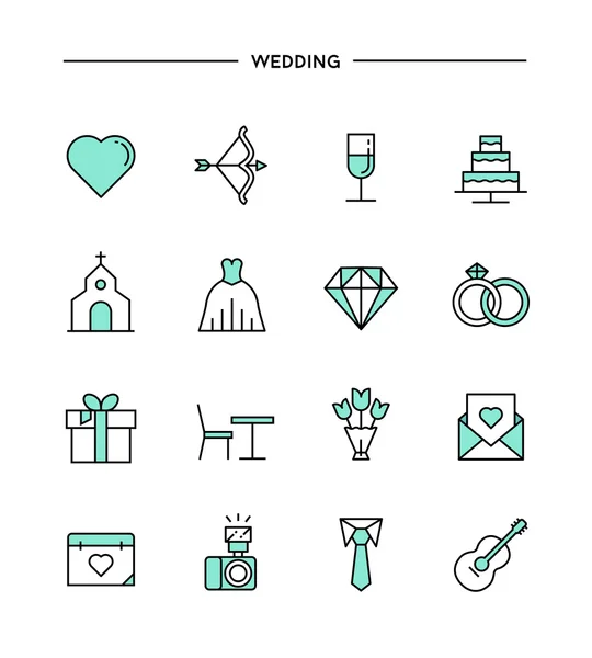 Esküvői ikonok halmaza — Stock Vector