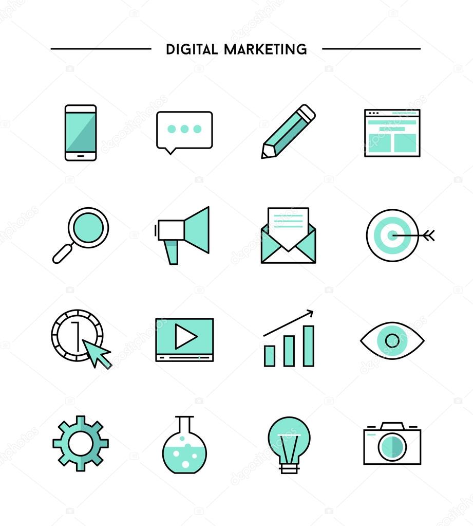 set of digital marketing icons