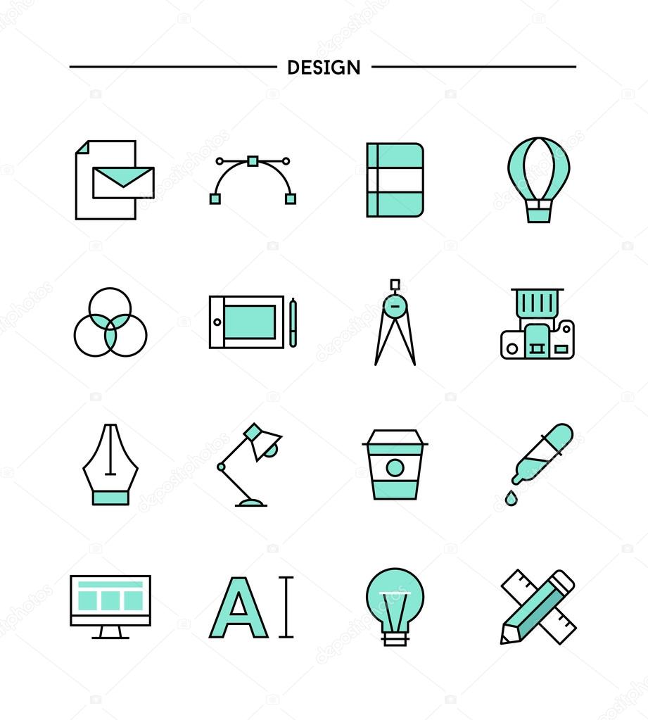 set of designer's tools icons