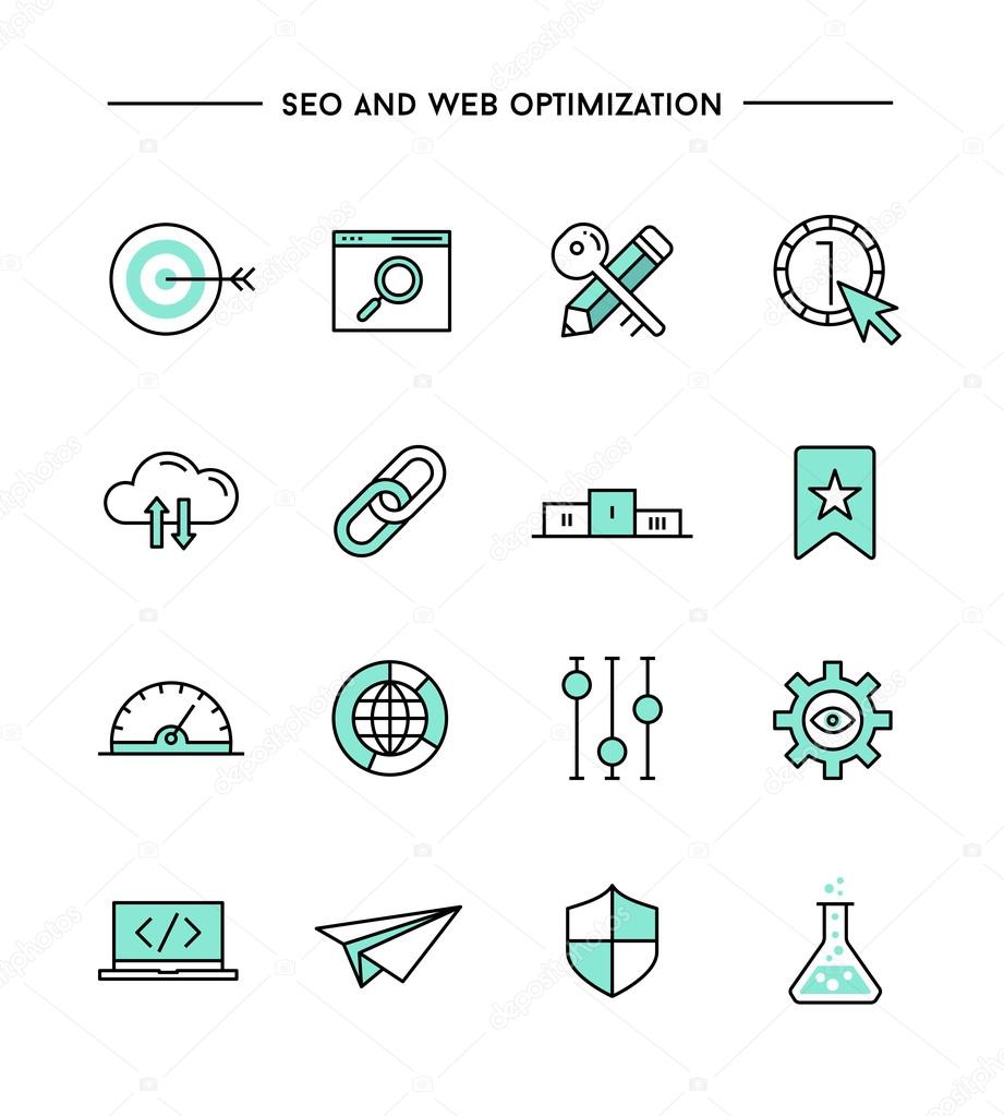 set of seo and web optimization icons