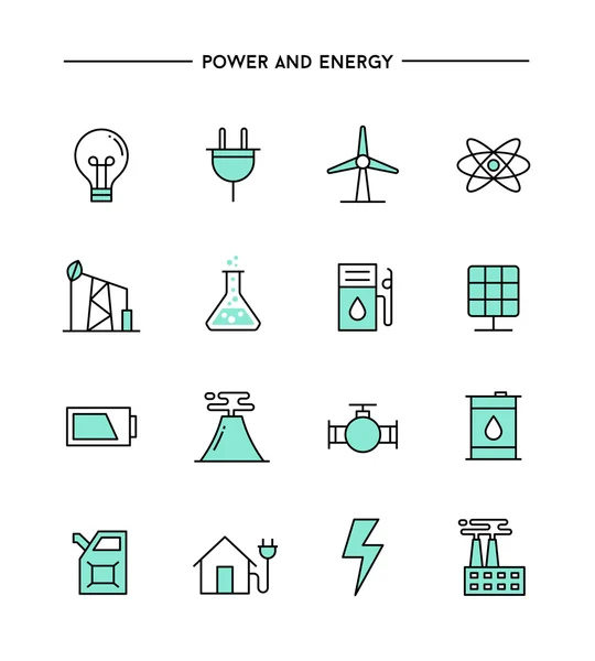 Conjunto de iconos de energía y potencia — Vector de stock