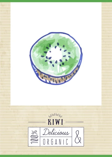 Vintage etikett med handen ritade kiwi — Stock vektor