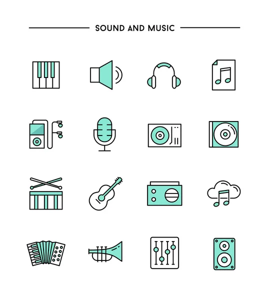 Conjunto de iconos de sonido y música — Archivo Imágenes Vectoriales