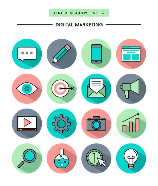 Set van digitale marketing pictogrammen — Stockvector