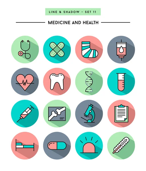 Ensemble d'icônes de médecine et de santé — Image vectorielle