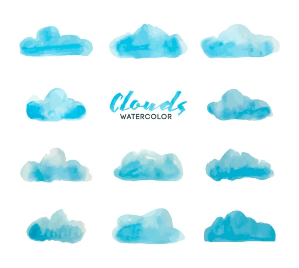 Aquarell handbemalte Wolken — Stockvektor