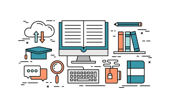 Concepto de diseño de la educación en línea — Archivo Imágenes Vectoriales