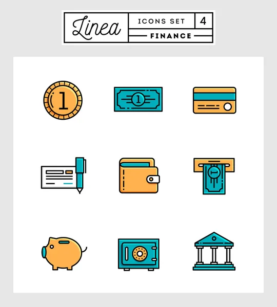 Ensemble d'icônes des éléments financiers — Image vectorielle