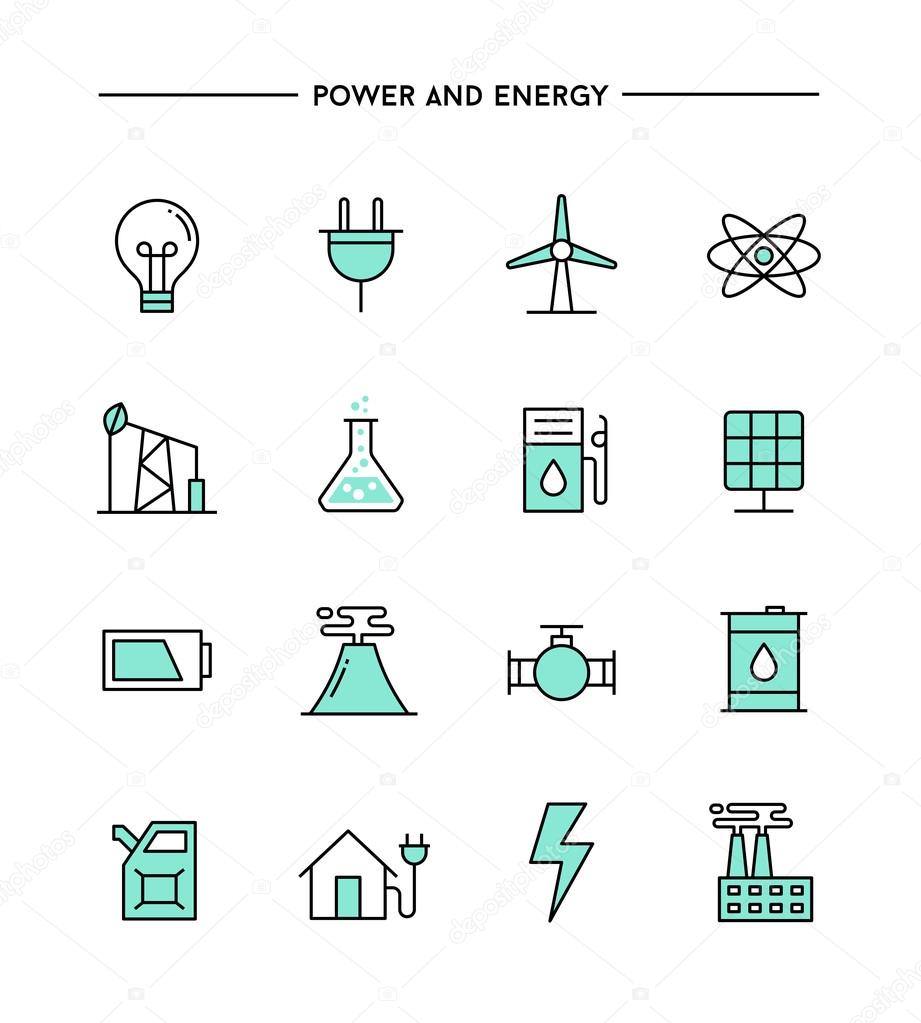 set of power and energy icons