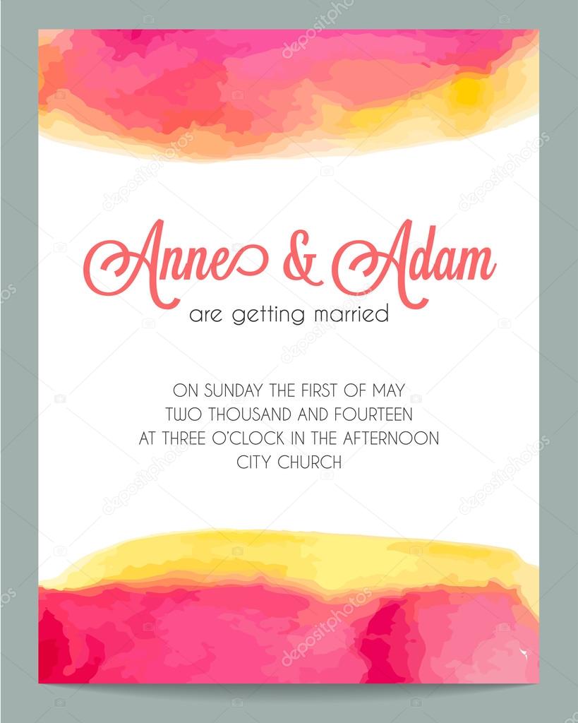 beautiful watercolor wedding invitation card
