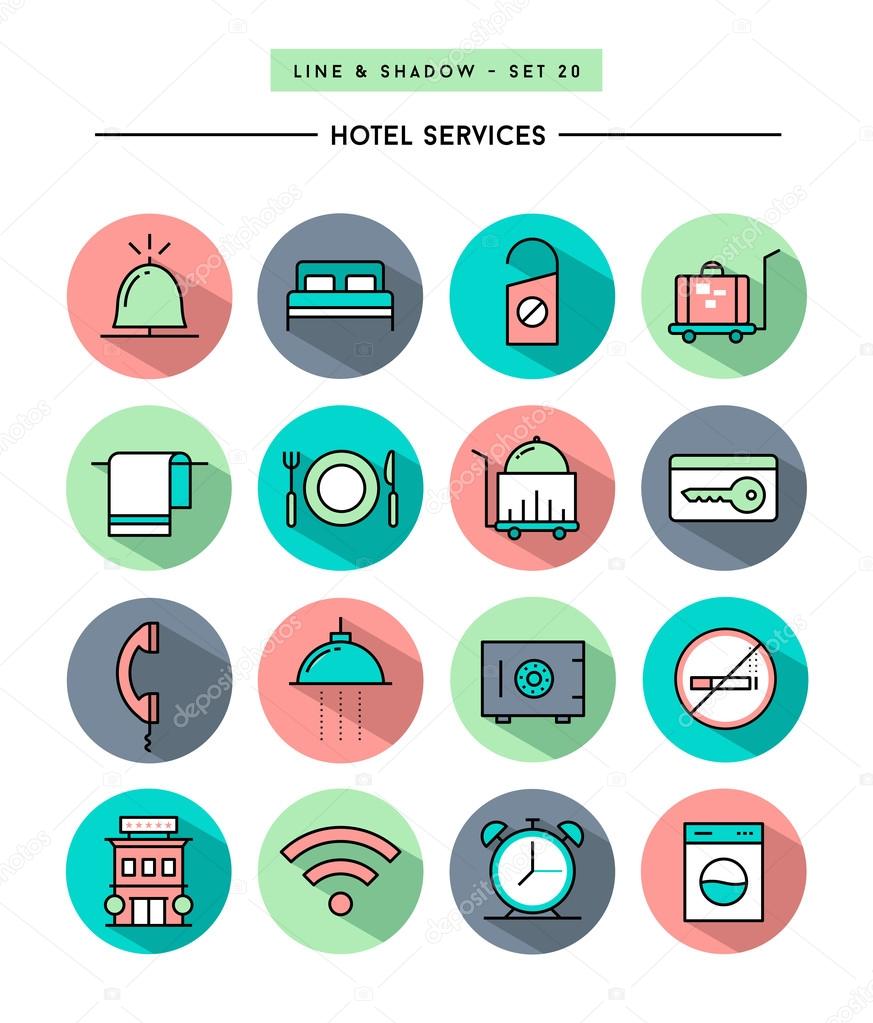 set of hotel services icons