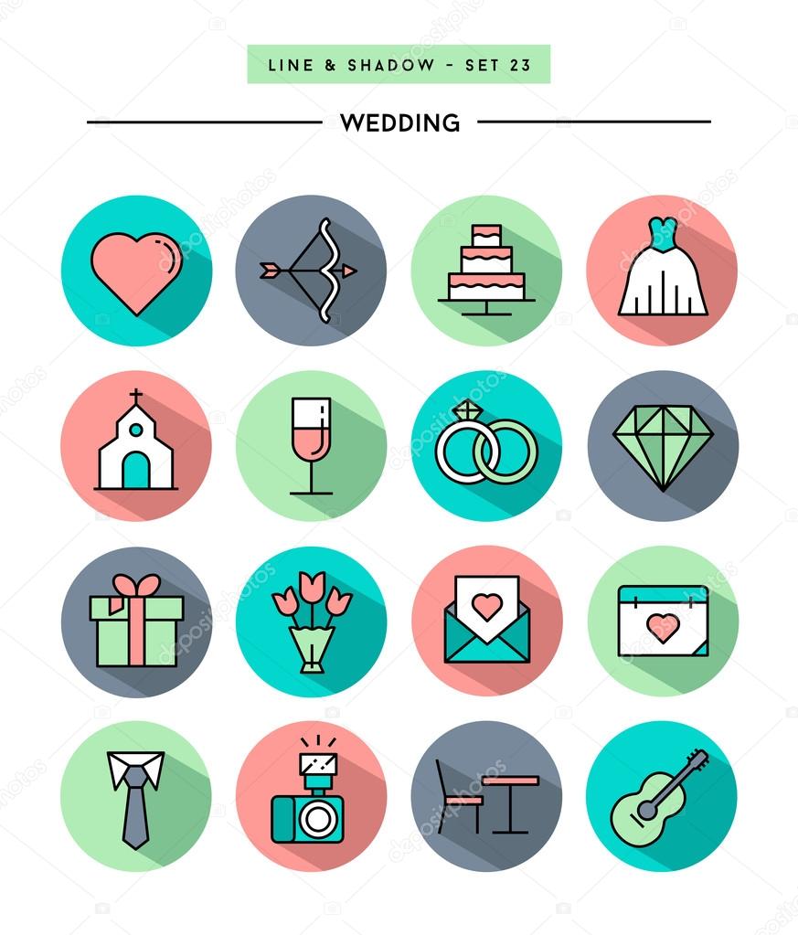 set of wedding icons