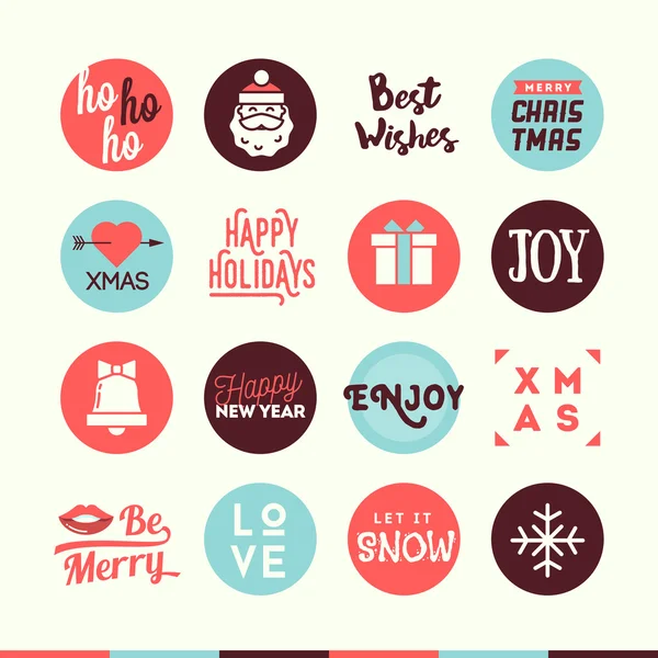 Set schöner weihnachtlicher Etiketten, Abzeichen und Logos — Stockvektor
