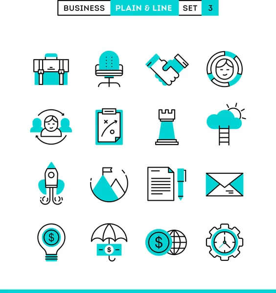 Business plain und line Icons Set, flaches Design — Stockvektor