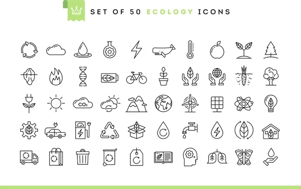 Set di 50 icone dell'ecologia Illustrazione Stock