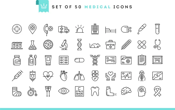 Ensemble de 50 icônes médicales Illustrations De Stock Libres De Droits