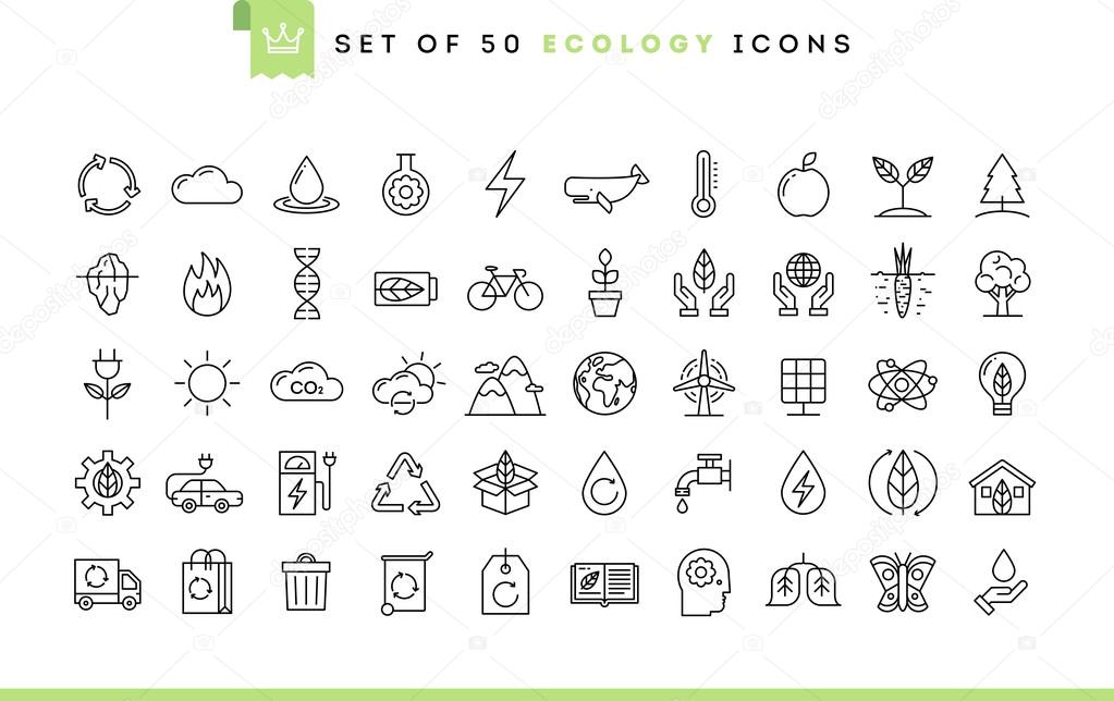 Set of 50 ecology icons