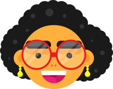 Gülen Kadın Yüz Vektörü, illüstrasyon.