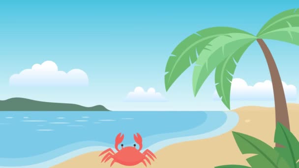 Beach Scean Animation Seaside View Beautiful Background — Stock videók