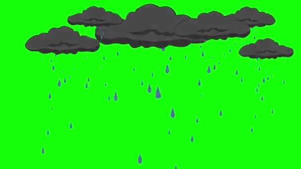 Animated Rainy Clouds Rainfall Motion High Resolution Clip Green Screen — Stock Video