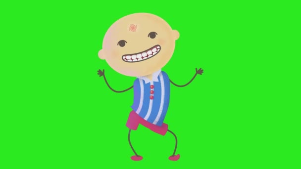 Dancing Stick Figure Boy Animation Green Screen Background — ストック動画