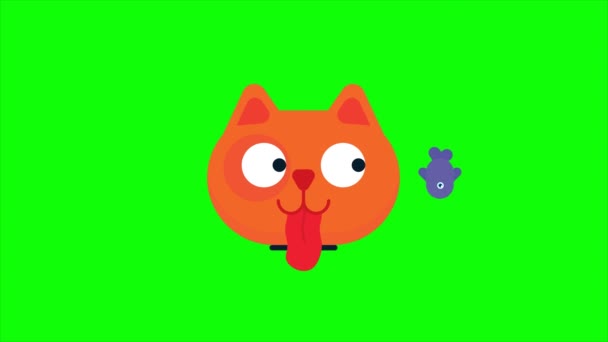 Cat Face Loading Icon Animation Hungry Cat Look Moving Fish — Stock Video