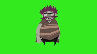 Robber walk cycle animation. Front view. Clip in high resolution with green screen background. 