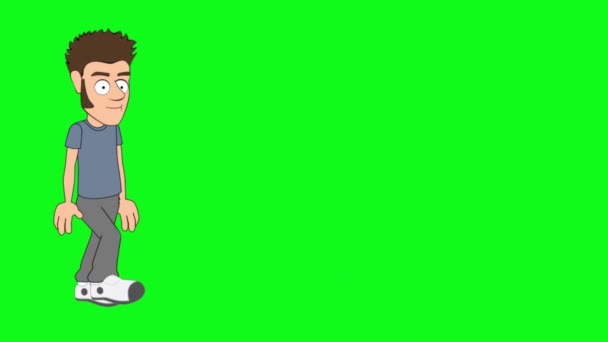 Muž Kráčející Ukazující Směr Animovaný Videoklip Vysokém Rozlišení Zeleným Pozadím — Stock video