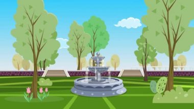 Çeşmeli güzel bir park. Yüksek çözünürlüklü canlandırma video klibi.