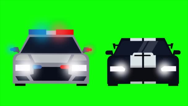 Animation Running Police Thief Car Green Screen Background — Stock Video