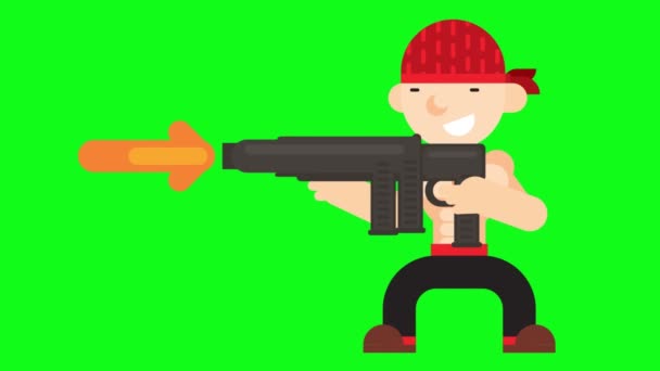 Flat Design Mafia Shooting Machine Gun — Stock videók