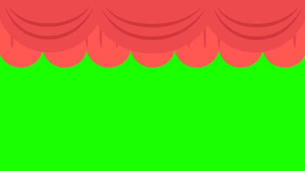 Animation Opening Closing Red Curtain Green Chroma Key — Stock Video