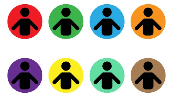 Icono Insignia Diseño Usuario Diferentes Colores Icono Usuario Silueta Persona — Vector de stock