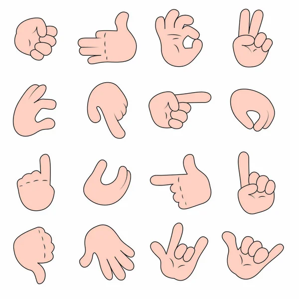 Cartoon Hands Set Different Gestures Tangan Menunjukkan Tanda Posisi Tangan Stok Ilustrasi Bebas Royalti