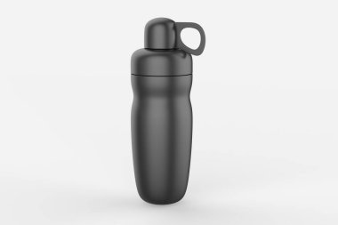 Spor koşusu ve beyaz arka planda izole edilmiş su şişeleri. 3d illüstrasyon