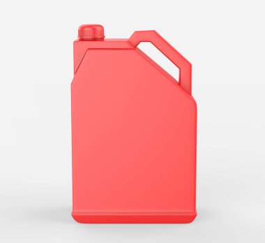 Plastik Jerrycan Yağı, Temizleyici, Deterjan, Abstergent, Sıvı Sabun, Süt, Meyve Suyu Beyaz Arkaplanda İzole Edildi. 3d illüstrasyon