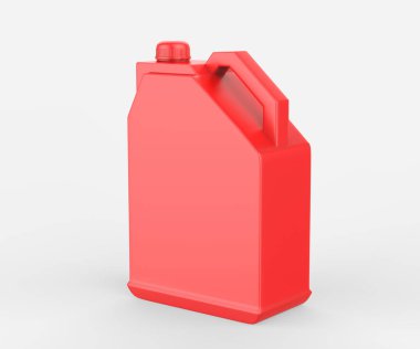 Plastik Jerrycan Yağı, Temizleyici, Deterjan, Abstergent, Sıvı Sabun, Süt, Meyve Suyu Beyaz Arkaplanda İzole Edildi. 3d illüstrasyon