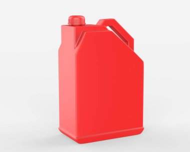 Plastik Jerrycan Yağı, Temizleyici, Deterjan, Abstergent, Sıvı Sabun, Süt, Meyve Suyu Beyaz Arkaplanda İzole Edildi. 3d illüstrasyon