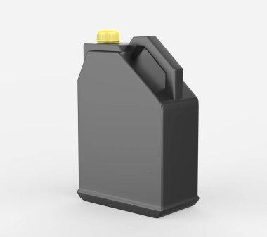 Plastik Jerrycan Yağı, Temizleyici, Deterjan, Abstergent, Sıvı Sabun, Süt, Meyve Suyu Beyaz Arkaplanda İzole Edildi. 3d illüstrasyon