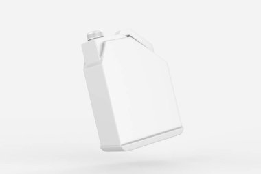 Plastik Jerrycan Yağı, Temizleyici, Deterjan, Abstergent, Sıvı Sabun, Süt, Meyve Suyu Beyaz Arkaplanda İzole Edildi. 3d illüstrasyon